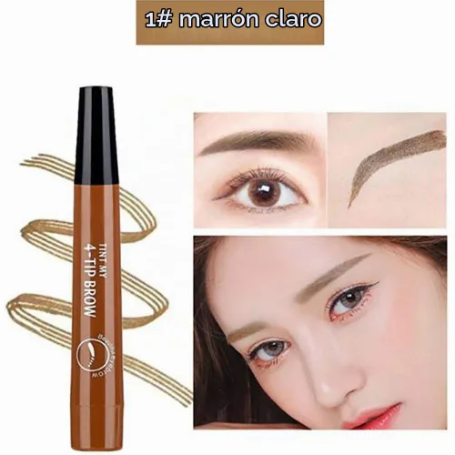 Vista 4 de Lápiz de cejas Microblading con 4 puntas de tenedor, crea maquillaje duradero, cubierta de lápiz de cejas natural profesional, áreas dispersas