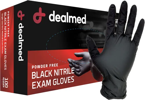 Vista 9 de Dealmed Black Nitrile Exam Gloves – Disposable Multi-Purpose Use Medical Gloves Use for First Aid and Medical Facilities