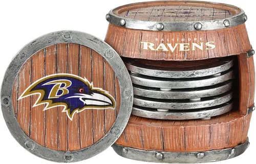 Vista 18 de FOCO NFL Team Logo 5-Pack Barrel Beverage Drink Coaster Set