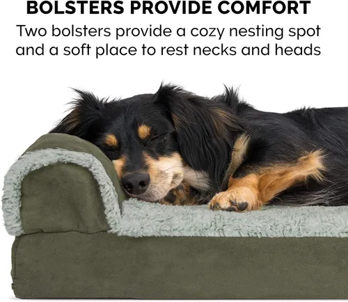 Vista 11 de Furhaven Cama para Perros de Espuma Viscoelástica para Perros Medianos/Pequeños con Refuerzos Extraíbles y Funda Lavable, Para Perros de Hasta 35