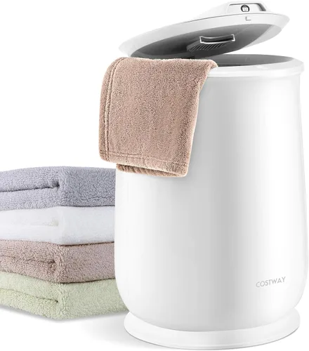 Vista 12 de COSTWAY - Calentador de toallas para baño, calentador grande de 21L con tapa abatible, cerradura de seguridad para niños, apagado automático de 1H