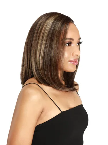 Vista 4 de Zury Sis - Peluca de cabello sintético impecable con solución de línea capilar natural HD con encaje frontal - LF FANY (color: jengibre FFT)