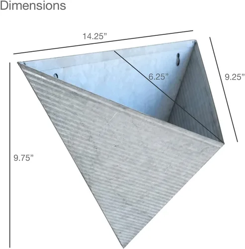 Vista 7 de Vandue Modern Home - Maceta triangular de acero galvanizado de acero galvanizado y zinc para suculentas/hierbas, recipiente para macetas
