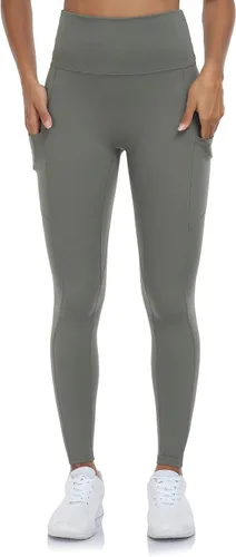 Vista 2 de HERRLA Leggings de cintura alta para mujer con bolsillo, pantalones de yoga cruzados para gimnasio y entrenamiento
