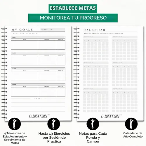 Vista 6 de Libro de registro - Cuaderno de golf encuadernado con alambre y libro de puntuación de golf - Diario de golf y libro de registro - 150 páginas