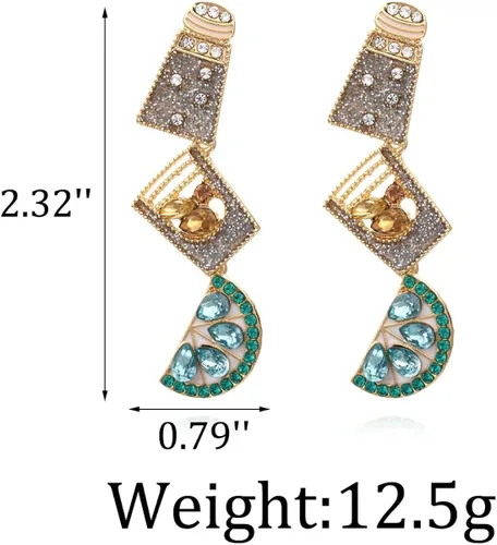 Vista 7 de Caiyao Aretes de tequila para mujer camareros fiestas de verano y mucho más Aretes de margarita súper bonitos con joyas a mano para verano fiestas