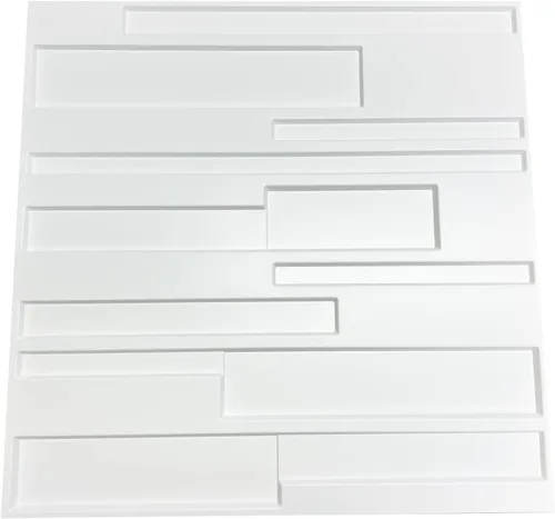 Vista 8 de Panel de azulejos de pared o techo rectangular de PVC de alta calidad de 19.7 x 19.7 pulgadas, paquete de 12 unidades de color blanco mate de 32