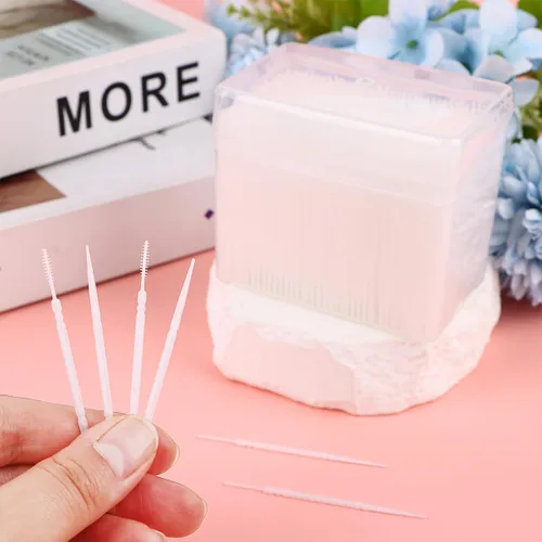 Vista 7 de 1100pcs palillo de dientes de plástico palillo de dientes de higiene oral 2 vías interdental cepillo palillo