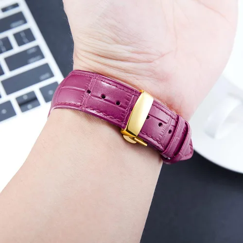 Vista 5 de BINLUN Leather Watch Strap, Quick Release Genuine Leather Replacement Watch Band with Butterfly Deployment Buckle for Men and Women, 12mm-24mm
