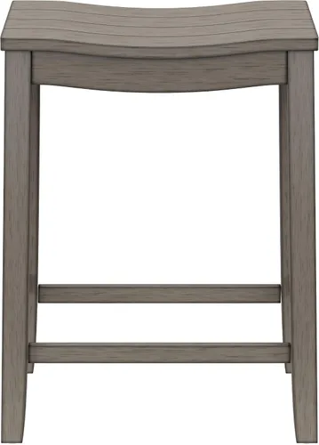 Vista 9 de Hillsdale Fiddler Taburete de altura de mostrador de madera sin respaldo con asiento estilo silla de montar, gris envejecido gris (Aged Gray)