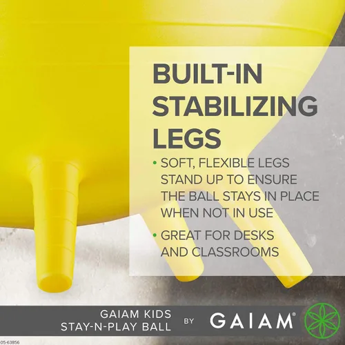 Vista 3 de Gaiam Kids Stay-N-Play - Pelota de equilibrio para niños, silla escolar flexible, asiento alternativo activo para escritorio de aula con patas