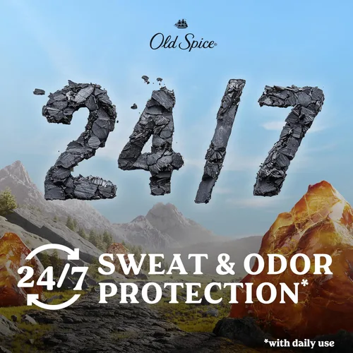 Vista 4 de Old Spice Volcán antitranspirante y desodorante para hombre con carbón, 2.6 onzas (paquete de 3) con gel de baño Swagger tamaño viaje