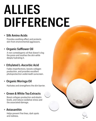 Vista 6 de Allies of Skin Limpiador facial de amino de seda hidratante Lavado facial diario suave con vitamina C, astaxantina y aceite de moringa