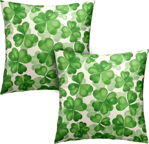 Vista 37 de Juego de 2 fundas de almohada abstractas bohemias de 16 x 16 pulgadas, modernas fundas de almohada de mediados de siglo, diseño de hojas verdes
