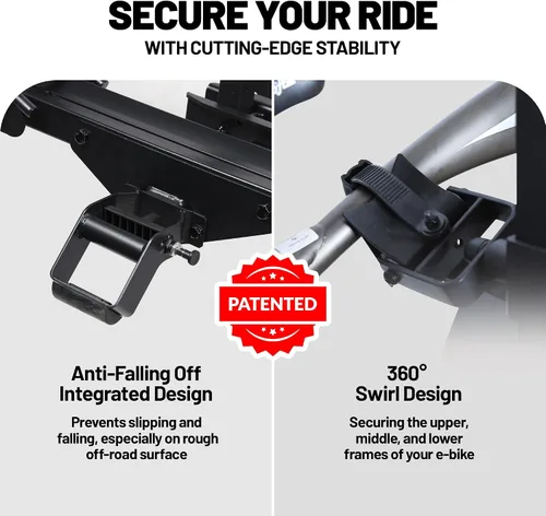 Vista 3 de Young Electric Soporte de enganche para bicicleta eléctrica de 200 libras, estilo plataforma para autos, camiones, SUV, furgonetas, caravanas, se