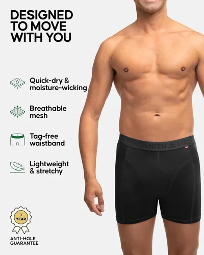 Vista 3 de DANISH ENDURANCE Calzoncillos tipo bóxer de rendimiento para hombre (paquete de 3) Absorbe la humedad, comodidad de secado rápido con ajuste extra