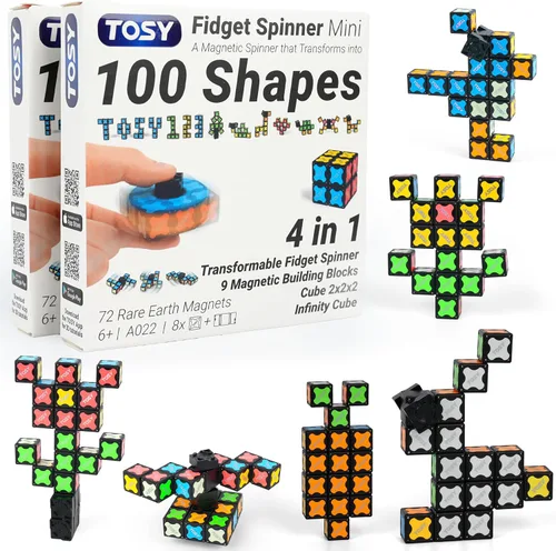 Vista 14 de TOSY Spinner Fidget Magnético que Brilla - 16 Bloques, Juguete 3 en 1: Spinner Fidget Transformable, Cubo Infinito/Rompecabezas, Brillante, Rellenos