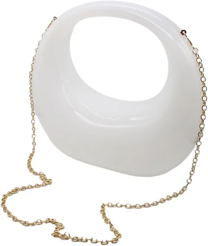 Vista 2 de GSYPS Bolso de mano de noche de acrílico con asa superior, bolso Hobo de luna, elegante bolso de mármol para boda, cóctel y fiesta