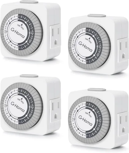 Vista 8 de G-Homa Temporizadores para Tomas Eléctricas, Temporizador Mecánico Enchufable para Interiores de 24 Horas, Intervalos de 30 Minutos, Ciclo Diario