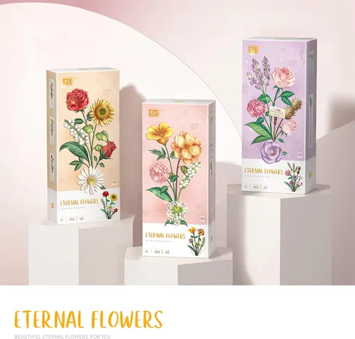 Vista 8 de MEIEST Mini bloques de construcción, ramo de flores, conjunto de modelo de plantas, flores artificiales creativas de bricolaje, colección botánica