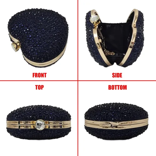 Vista 2 de Lindo bolso de mano con forma de corazón, mini amor, corazón, diamantes de imitación, boda, fiesta, mujer