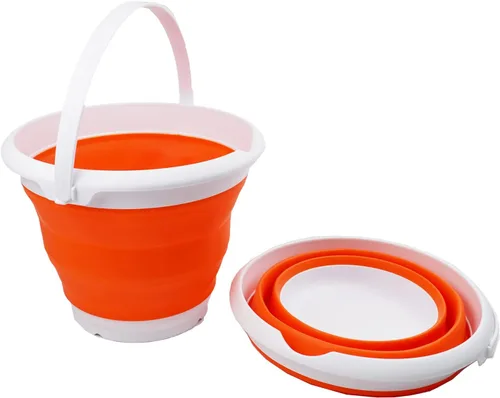 Vista 15 de SAMMART Cubo de plástico plegable de 8,5 L (2,2 galones) - Tina redonda plegable - Cubo de agua portátil para pesca - Maceta al aire libre que Azul