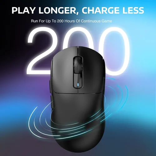 Vista 7 de ATTACK SHARK X3 - Mouse inalámbrico para juegos, mouse ergonómico de computadora de 1.49 onzas, triple modo PAW3395 sensor óptico de 26 K DPI