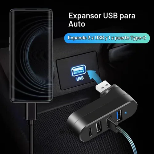 Vista 7 de Hub USB 3.0 de 4 puertos [giratorio de 90°/180°], divisor USB con 1 puerto USB 3.0, 2 puertos USB 2.0 y 1 puerto de datos USB C, extensor USB