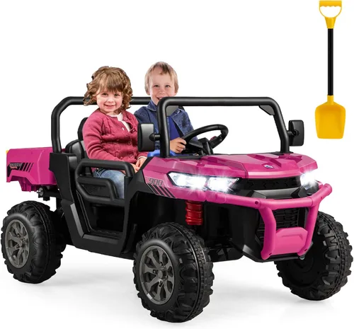 Vista 12 de Costzon Camión volquete con control remoto, UTV eléctrico de 12 V para niños con cama volquete eléctrica, función de balanceo, pala, 4 suspensiones