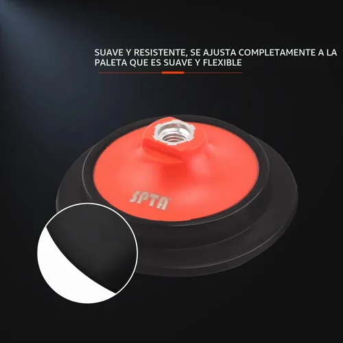 Vista 5 de SPTA 2 placas de respaldo flexible rotativas RO, almohadilla de respaldo suave de poliuretano de cara de aro y bucle, utilizada en pulidora rotativa