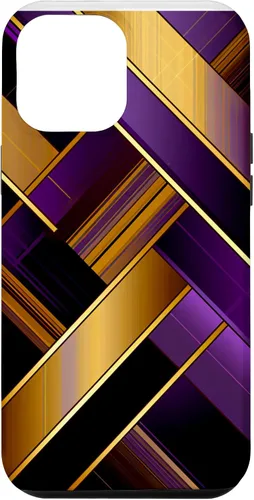 Vista 26 de Púrpura Negro Oro Plaid Patrón A Cuadros Amantes Caso Para iPhone 16