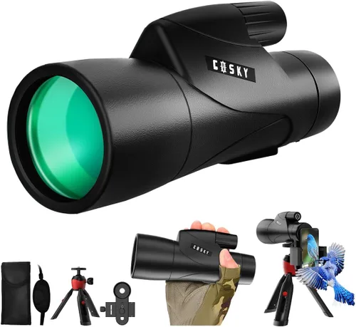 Vista 9 de Gosky - Telescopio monocular, monocular de 12 x 55 HD para adultos con prisma BAK4 y lente FMC, monocular ligero con adaptador para smartphone