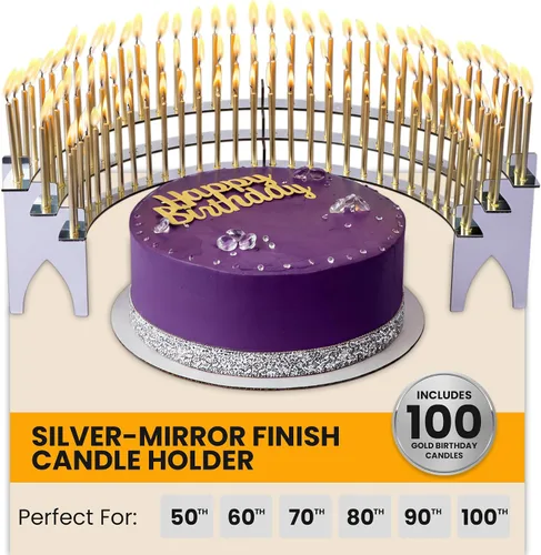 Vista 10 de Centro de mesa blanco para cumpleaños de hitos – Perfecto para 40, 50, 60, 70, 80, 90 y 100 – Incluye 100 velas de cumpleaños doradas – Elegante