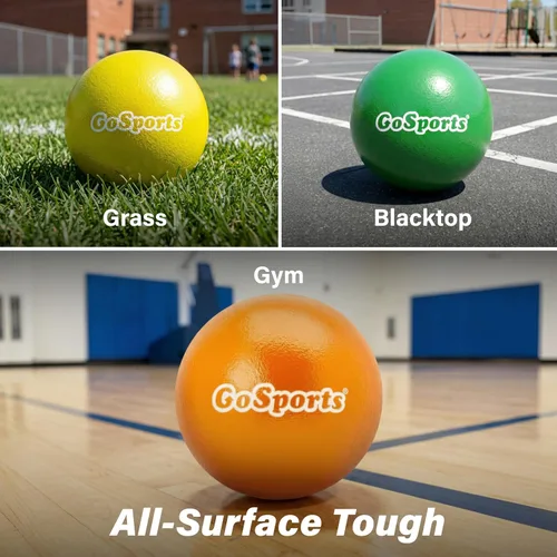 Vista 5 de GoSports Soft Skin Foam Playground Dodgeballs - Set of 6 Includes Mesh Carry Bag