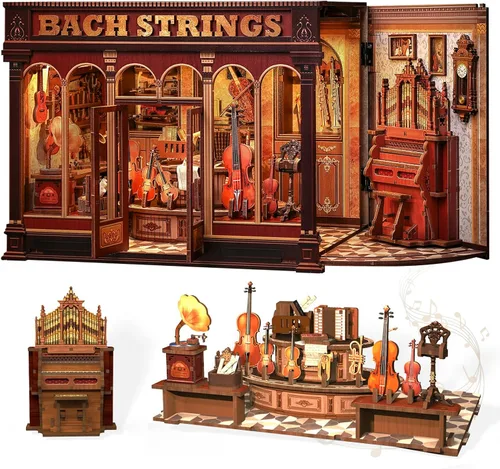 Vista 10 de CUTEBEE Kit de rincón de libros, rompecabezas de madera 3D en miniatura