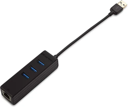 Vista 2 de Cable Matters Hub USB 4 en 1 con Ethernet, compatible con red Gigabit (USB 3.0 Hub Ethernet) con red 10/100/1000Mbps, 3 puertos USB de 5 Gbps