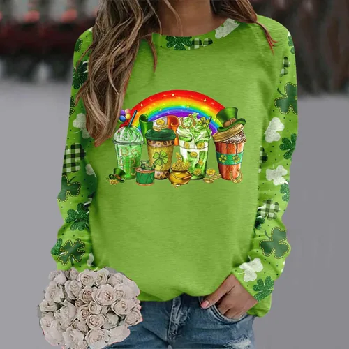 Vista 2 de FAMOORE Lightweight Zip up Women Crewneck Green Sweatshirt Raglan Sleeve Shirt Pullover Tops Cotton Christmas Sweaters