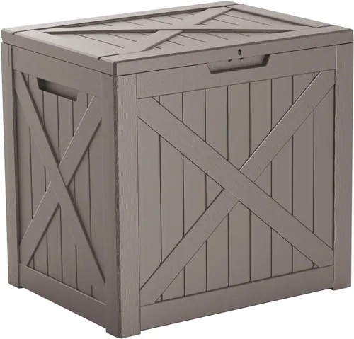 Vista 10 de EasyUp - Caja de almacenamiento para exteriores de 50 galones, impermeable, con cerradura 2-Gris