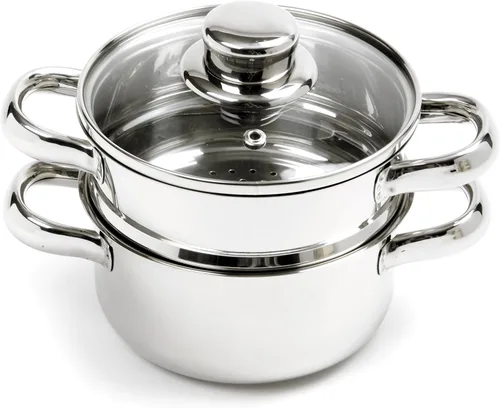 Vista 4 de Norpro Mini olla de vapor de acero inoxidable de 1 cuarto de galón, juego de 3 piezas