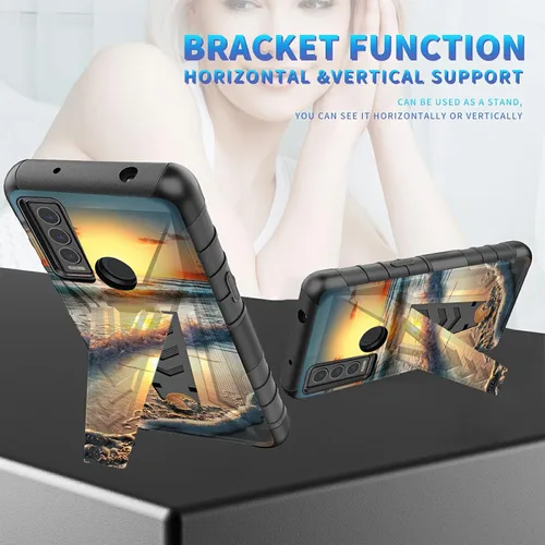 Vista 139 de Funda para AT&T Maestro Max 2021/Cricket Ovation 2 con protector de pantalla de vidrio templado, funda resistente con función atril integrada