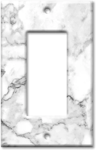 Vista 6 de Art Plates - Placa de interruptor de combinación de 2 bandas con 1 palanca y 1 toma de corriente - Mármol blanco y gris - Impresión de granito