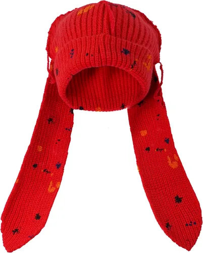 Vista 15 de Gorro de punto con orejas largas de conejo, gorro divertido de invierno, gorro cálido de punto de conejo de ganchillo para exteriores