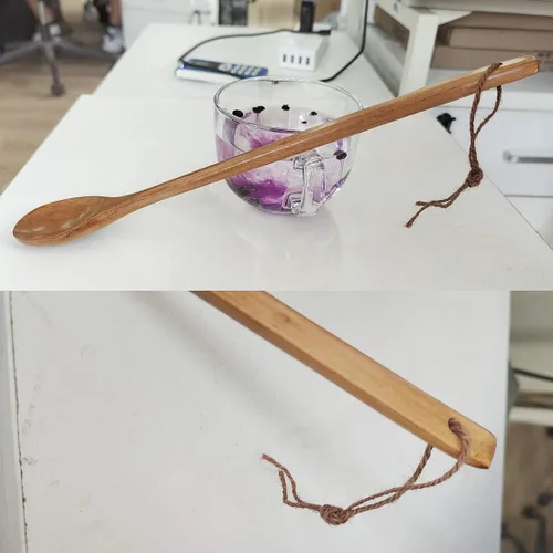 Vista 3 de Cucharas de mezcla de sopa de madera de 13.2 pulgadas, cuchara de cocina de mango largo, utensilios de cocina estilo japonés, 1 unids