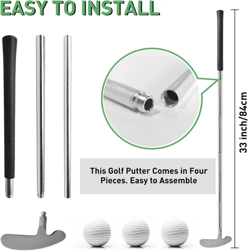Vista 2 de QPPKI Putter de golf – Putter bidireccional de 33 pulgadas para mano izquierda/derecha, con pelotas de práctica, juego combinado de golf