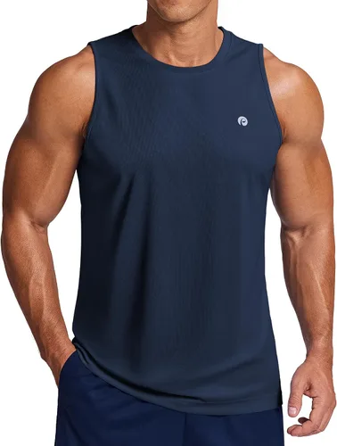 Vista 9 de PINSPARK Camiseta sin mangas de verano para hombre, de secado rápido, para correr, gimnasio, entrenamiento