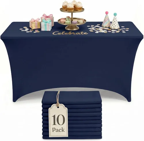 Vista 46 de Utopia Kitchen Mantel rectangular de spándex de 4 pies [1 unidad, negro] 200 GSM elástico, ajustado, lavable y resistente a las arrugas, cubierta