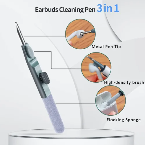 Vista 2 de Kit de limpieza para Airpods, kit de limpieza de auriculares para Airpods Pro 1, 2, 3, bolígrafo de limpieza multifunción con cepillo suave, esponja