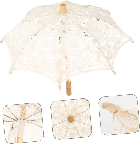 Vista 6 de Veemoon 2 parasoles de novia, sombrillas para fotografía, bordado de novia, para niños, flores, damas, disfraz, tela de encaje, decorativo, floral