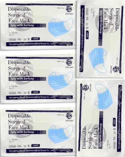 Vista 2 de 50 cubrebocas desechables de 3 capas, transpirables y cómodos, para hospitales, escuelas y salud pública.