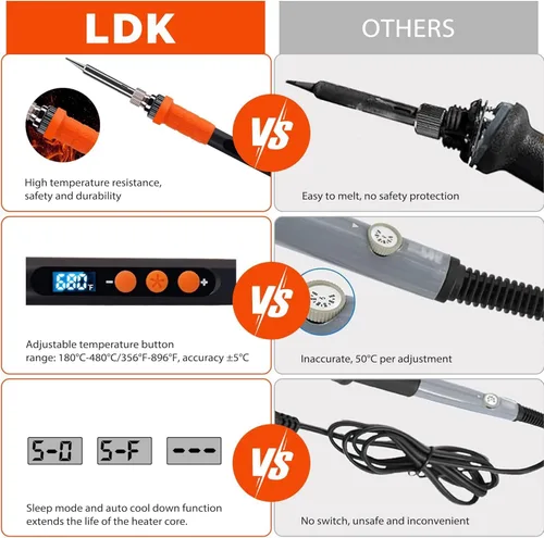 Vista 7 de LDK Kit de soldadura eléctrica, soldador digital de 100 W para electrónica, pistola de soldadura con estilo pluma para joyería, kit de soldadura
